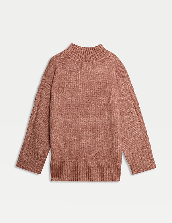 Strukturierter Pullover mit Alpakawolle, Trichterkragen - DE