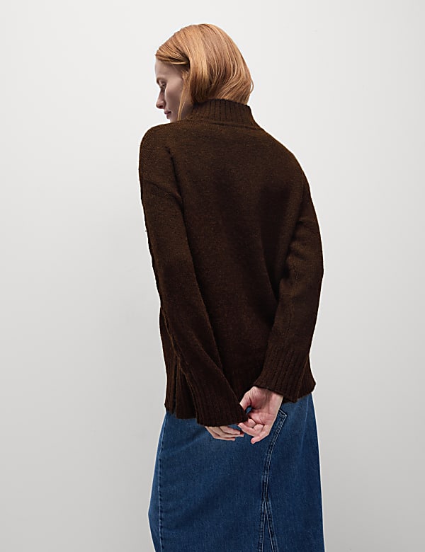 Pull textur&eacute; &agrave; col chemin&eacute;e avec laine d'alpaga - CA