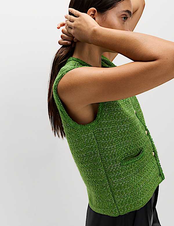 Cotton Blend Pocket Detail Military Waistcoat - PT