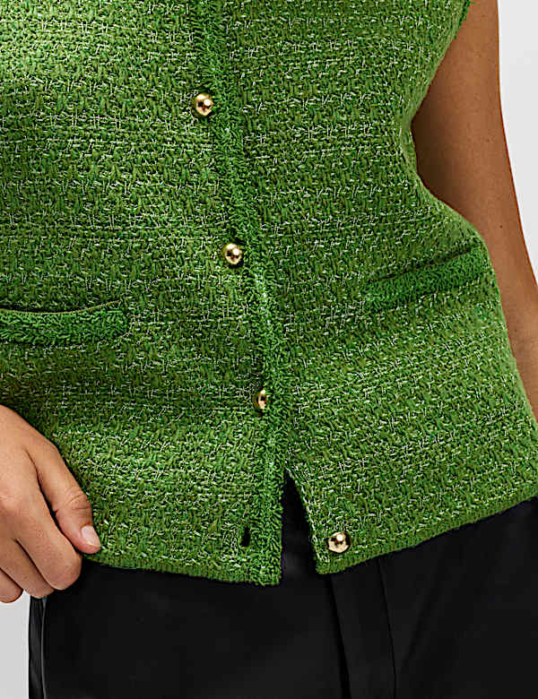 Cotton Blend Pocket Detail Military Waistcoat - PT