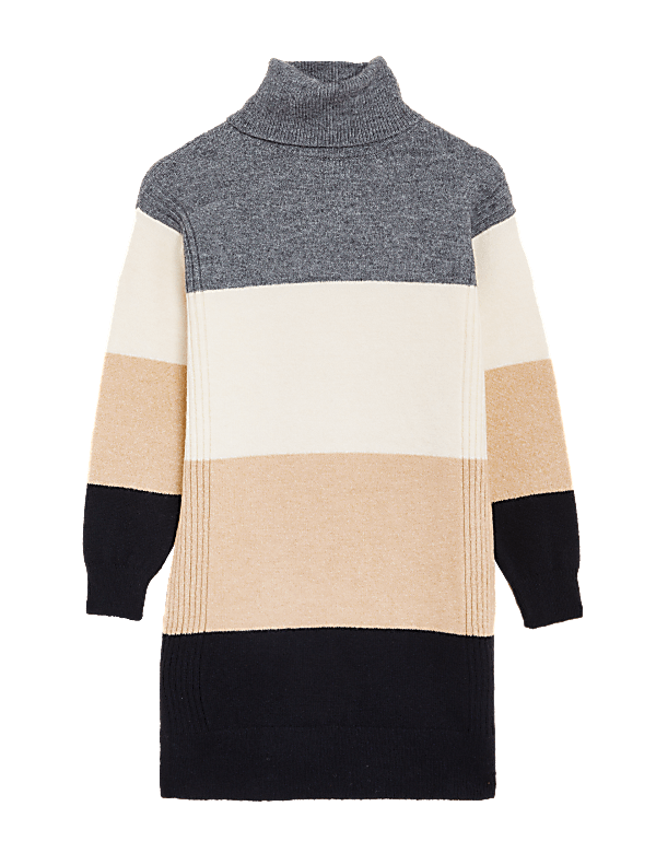 Striped Roll Neck Longline Jumper