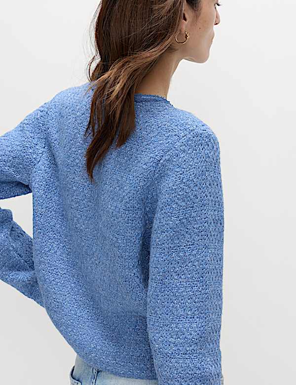 Cotton Blend Textured Knitted Jacket - PT