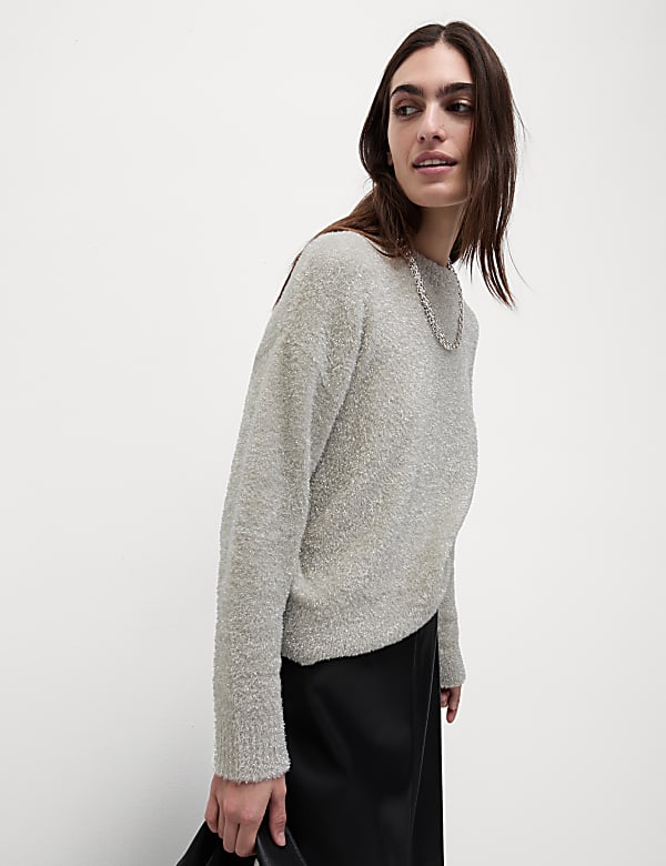 Ombre Tinsel Crew Neck Relaxed Jumper