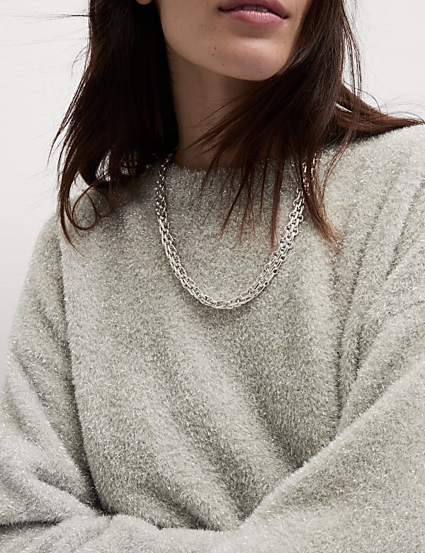 Ombre Tinsel Crew Neck Relaxed Jumper