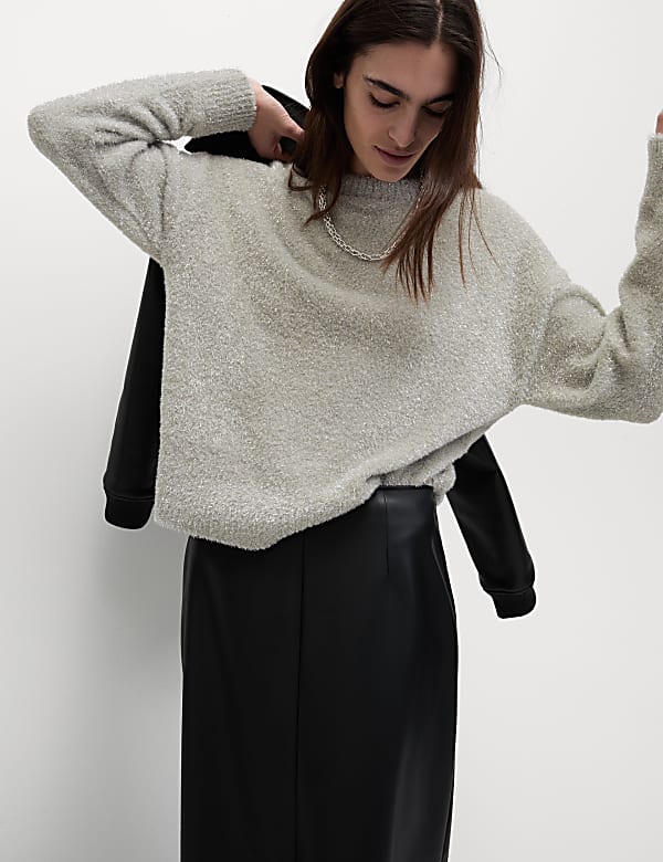 Ombre Tinsel Crew Neck Relaxed Jumper