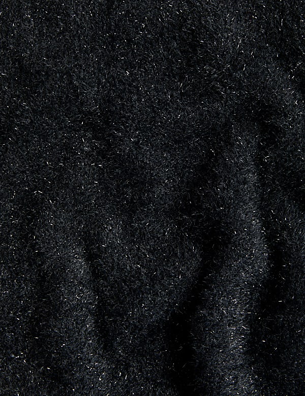 Ribbed Metallic Crew Neck Relaxed Jumper