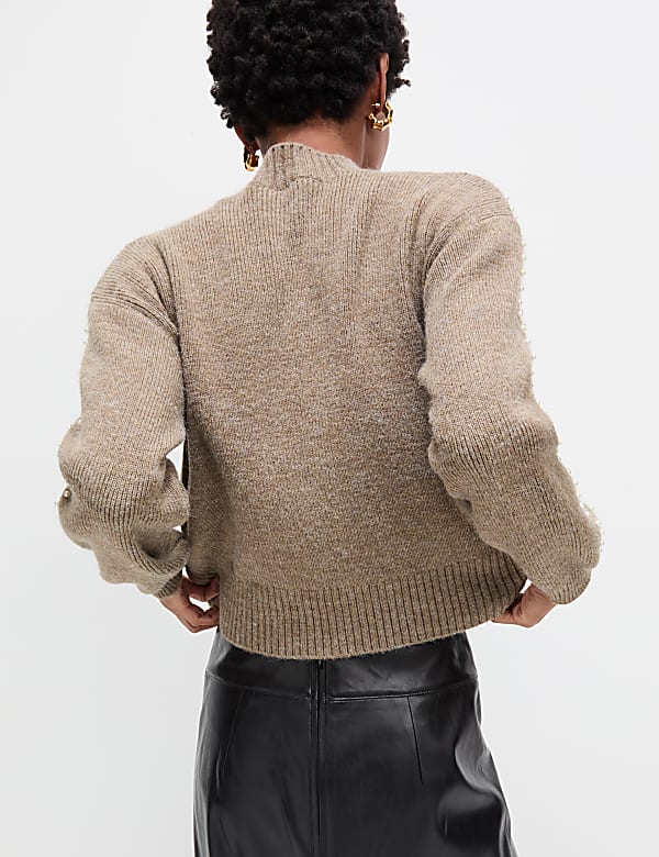 Embellished Cropped Crew Neck Jumper