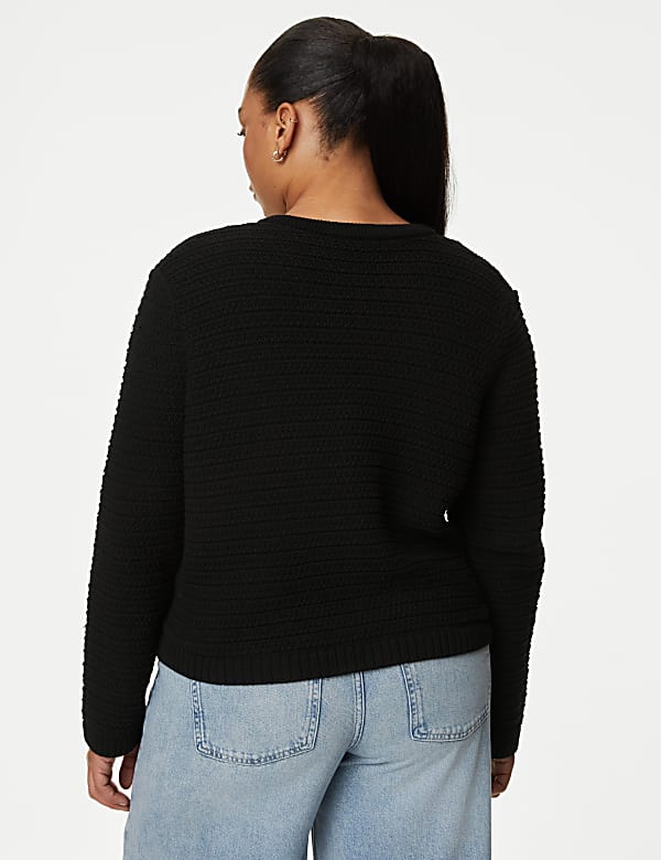 Cotton Blend Textured Knitted Jacket - AT