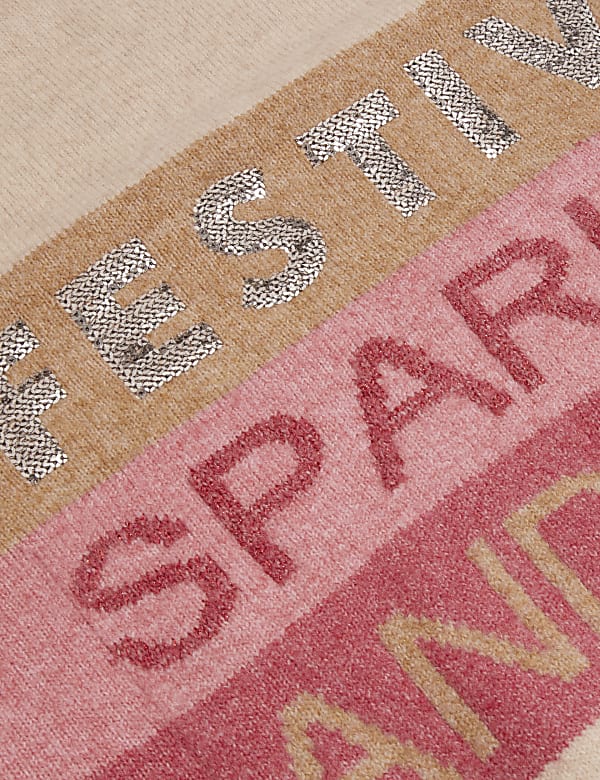 Sequin Slogan Crew Neck Jumper