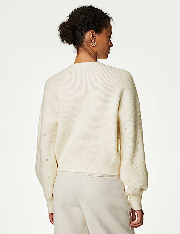 Kardigan Kancing Depan Kerah V Dengan Hiasan - ID