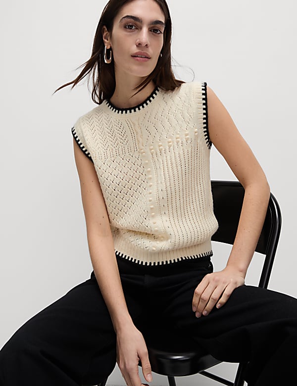 Textured Whipstitch Knitted Vest Top