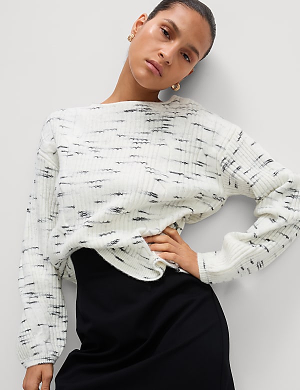 Patterned Crew Neck Jumper With Wool - CA
