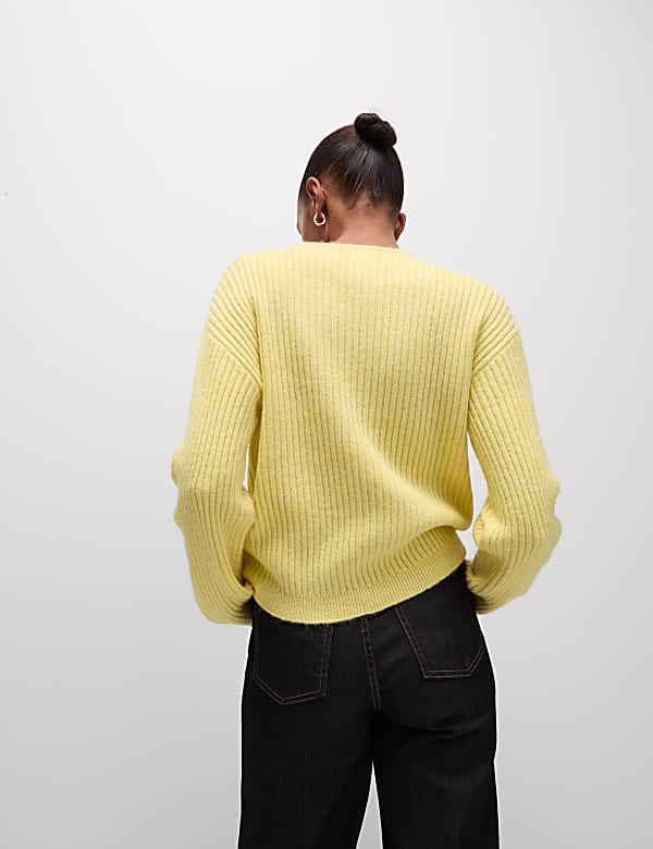 Cable Knit Crew Neck Jumper with Wool - FI