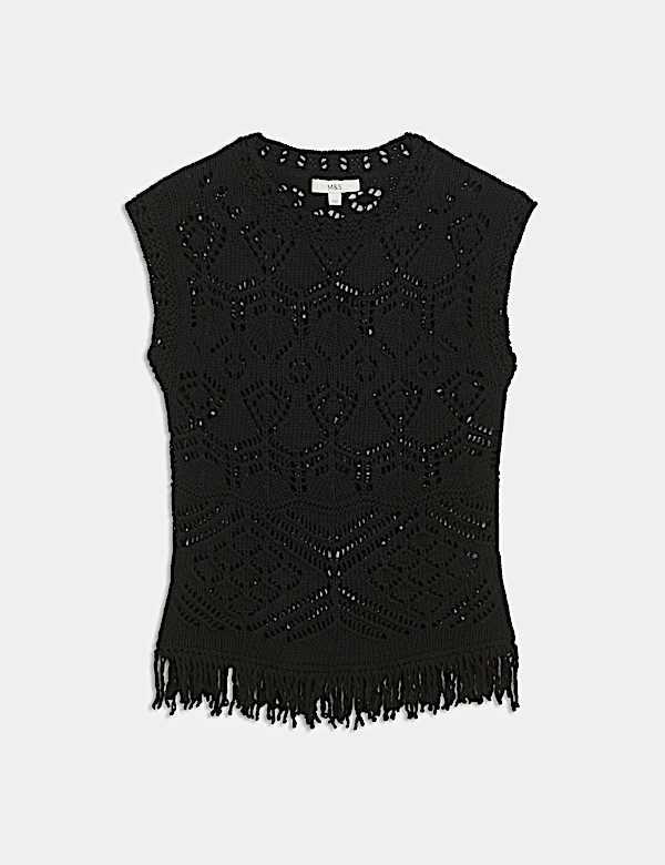 Pure Cotton Textured Slim Fit Knitted Top - CN