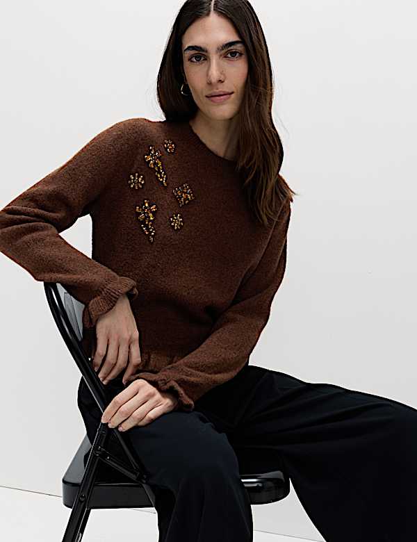 Gem Embellished Jumper with Wool - GR