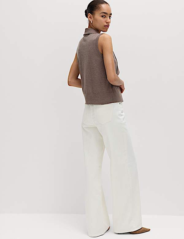 Tie Neck Button Through Knitted Waistcoat - AU