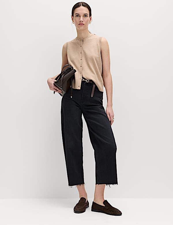 Tie Neck Button Through Knitted Waistcoat - BE