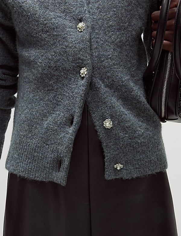 Crew Neck Button Front Cardigan - NZ