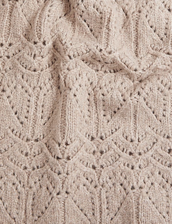 Textured Crew Neck Relaxed Fit Jumper with Wool