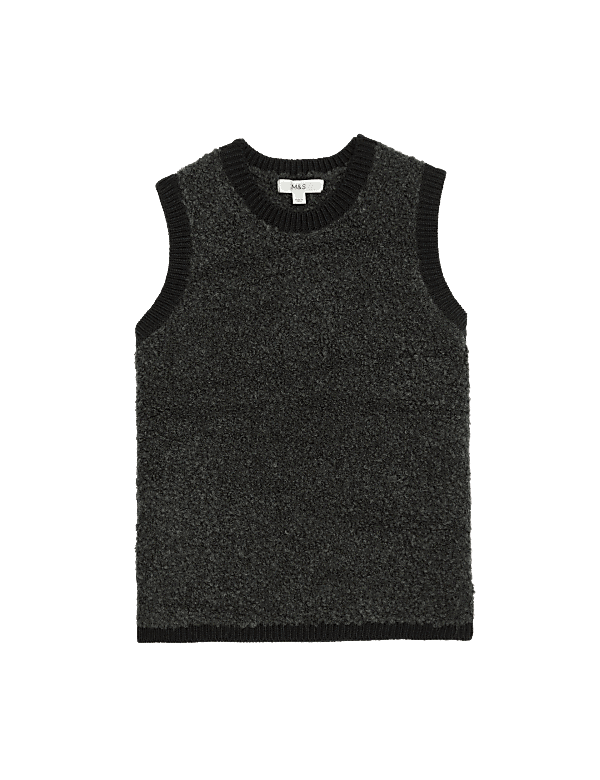 Textured Tipped Detail Knitted Vest