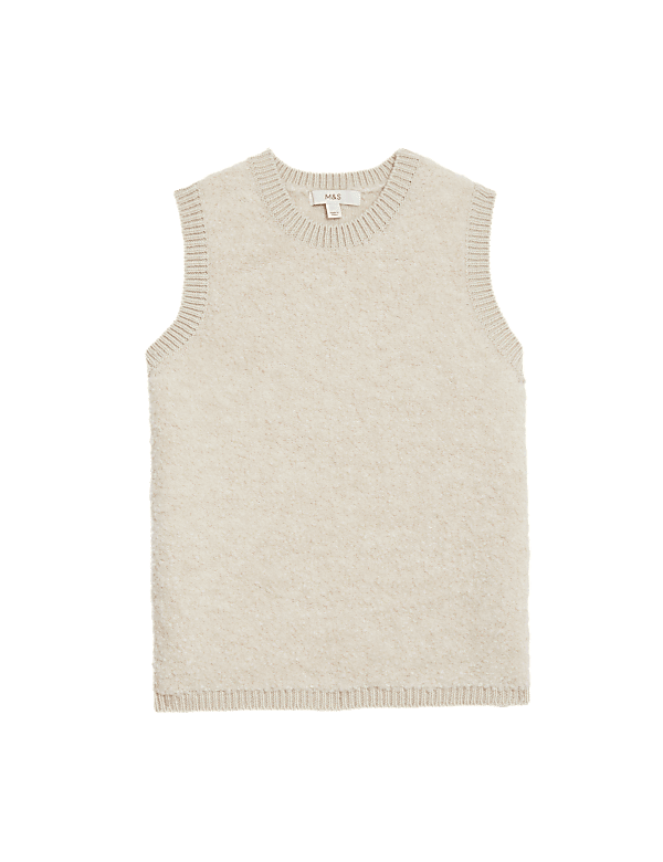 Textured Crew Neck Knitted Vest