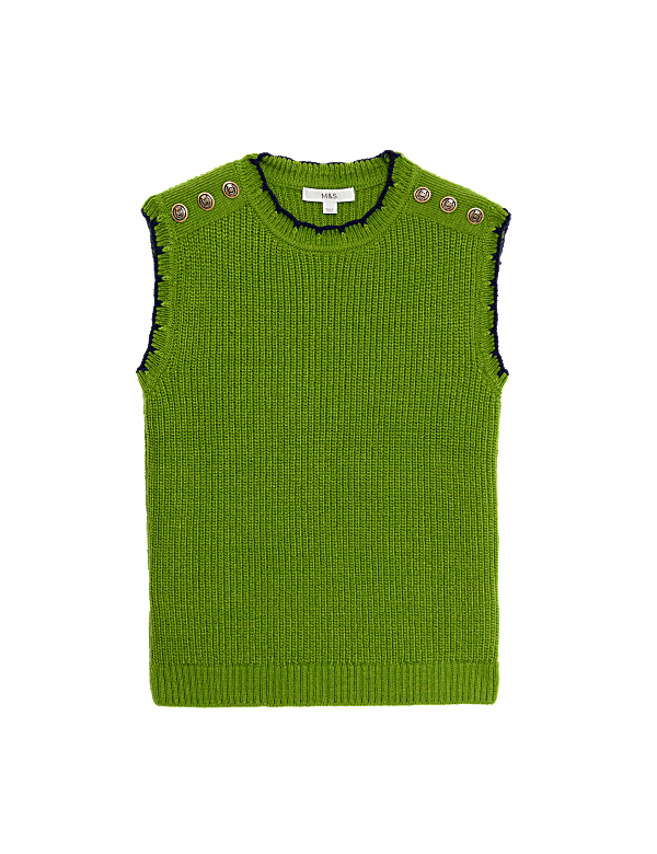 Scallop Edge Button Detail Knitted Vest