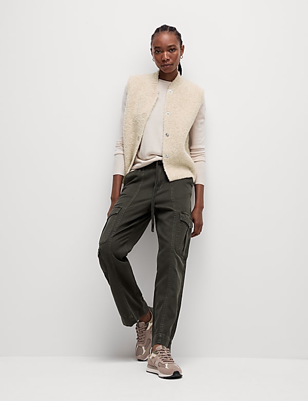 Textured Crew Neck Knitted Waistcoat CAPPUCCINO Cardigans M S GR