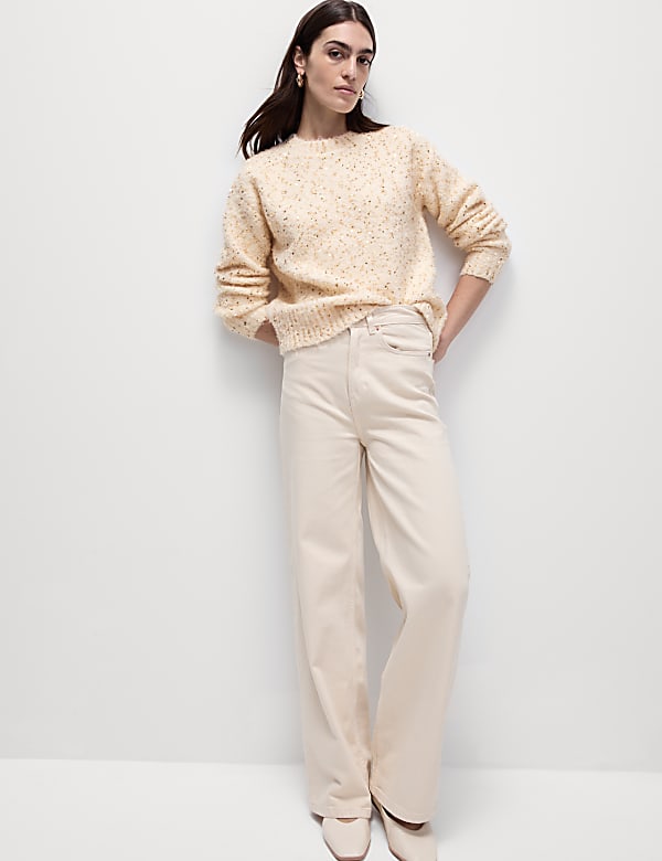 Bouclé Sequin Crew Neck Jumper with Wool