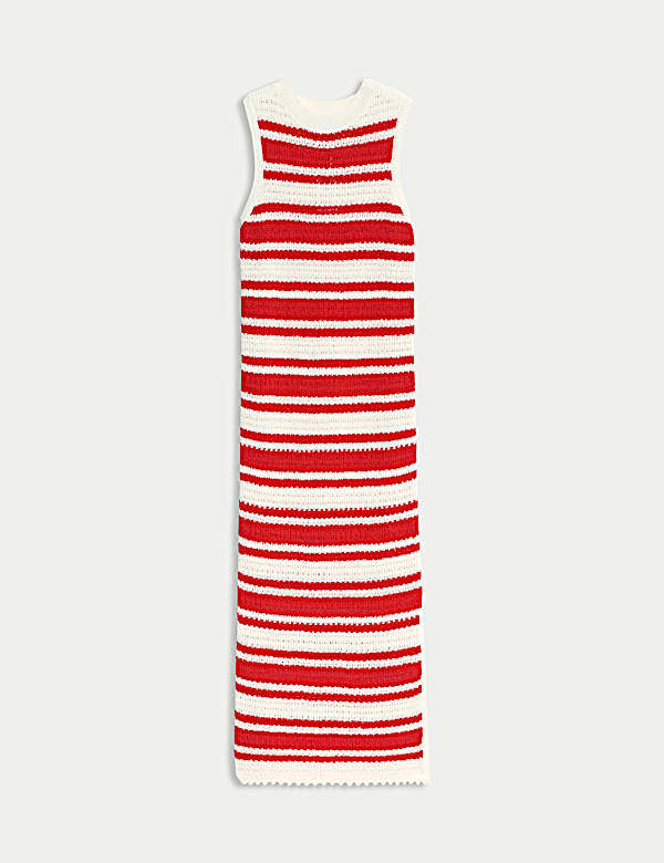 Cotton Rich Striped Midi Knitted Dress - AT