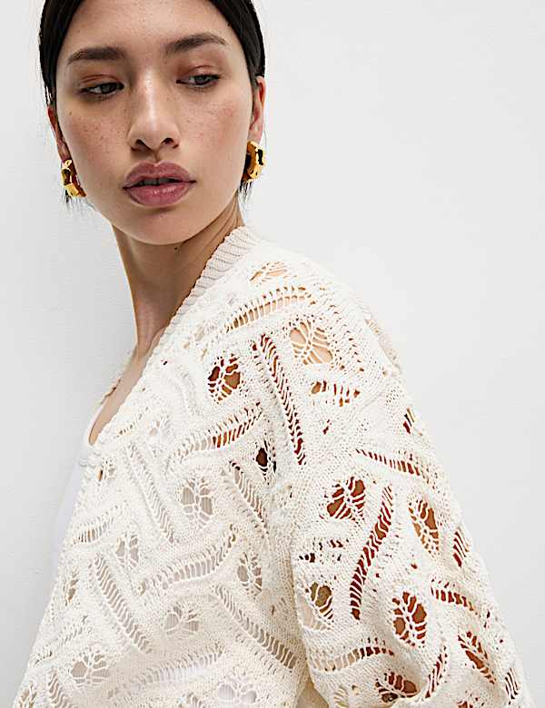 Długi kardigan teksturowany bez guzik&oacute;w - PL