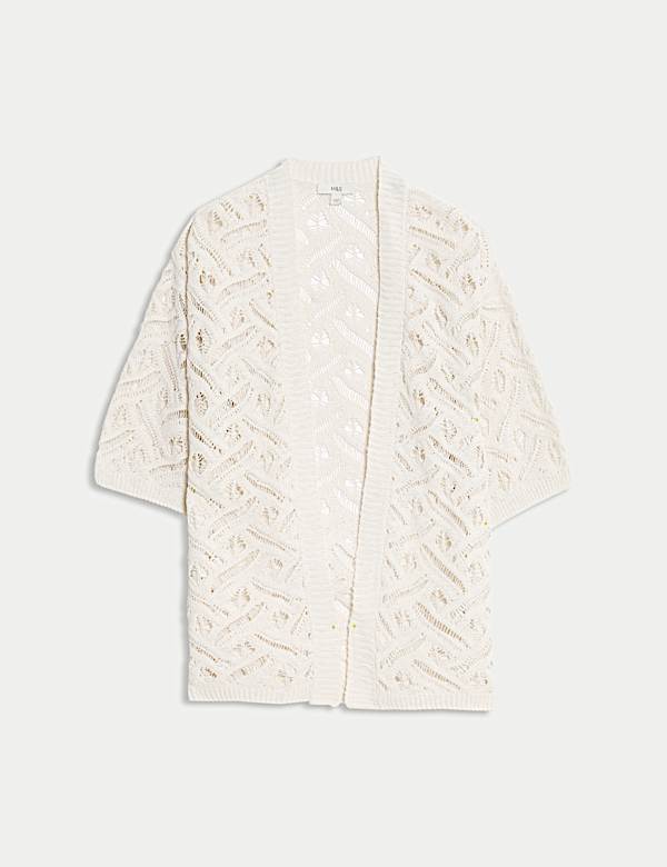 Długi kardigan teksturowany bez guzik&oacute;w - PL