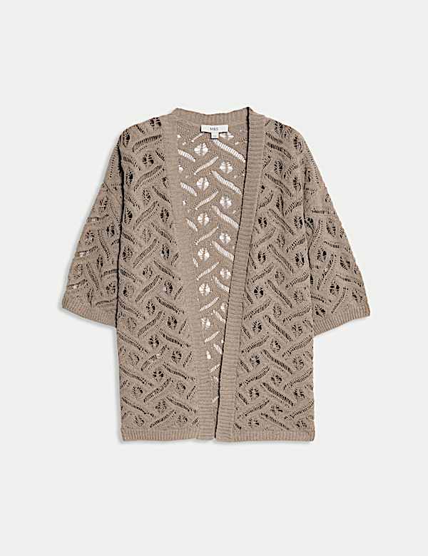 Cardigan textur&eacute; bord-&agrave;-bord coupe longue - FR