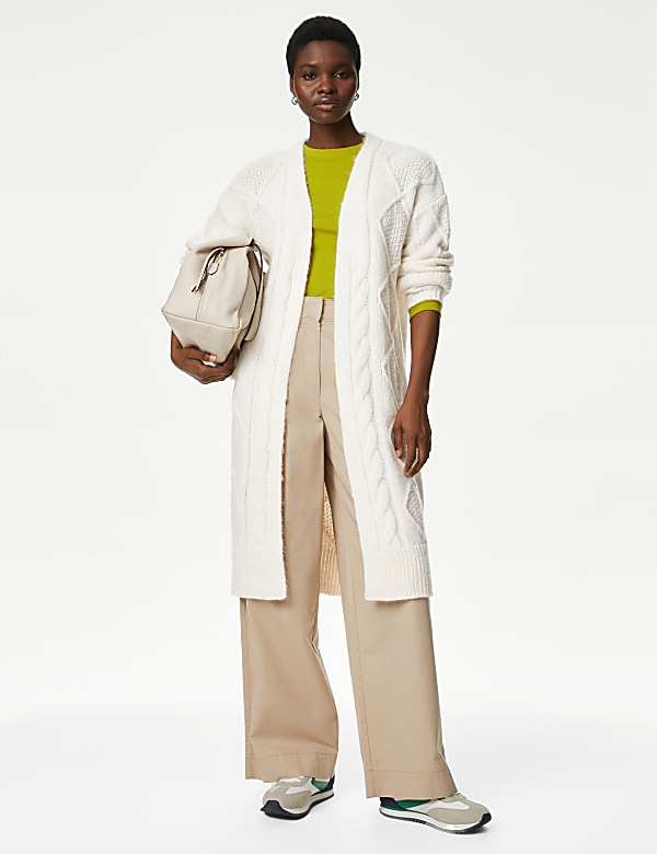Cable Knit Edge to Edge Longline Cardigan