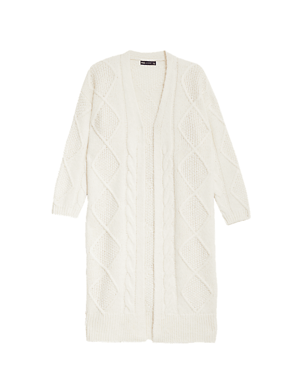 Cable Knit Edge to Edge Longline Cardigan