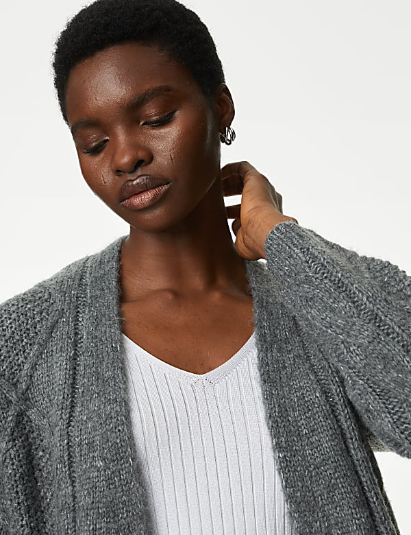 Cable Knit Edge to Edge Longline Cardigan
