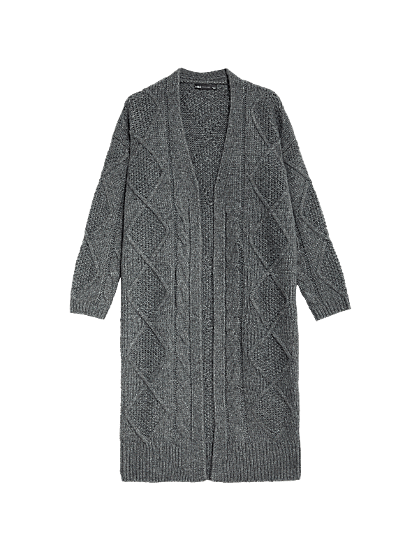 Cable Knit Edge to Edge Longline Cardigan