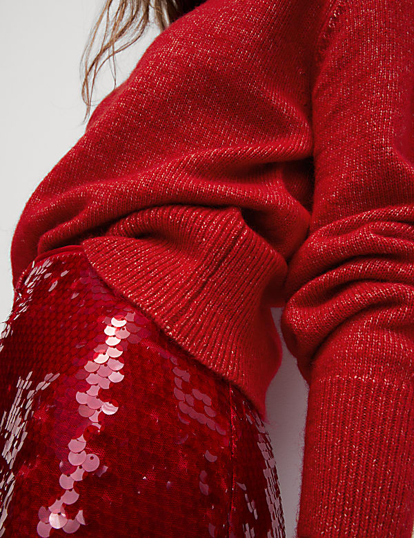 Textured Crew Neck Relaxed Jumper with Wool