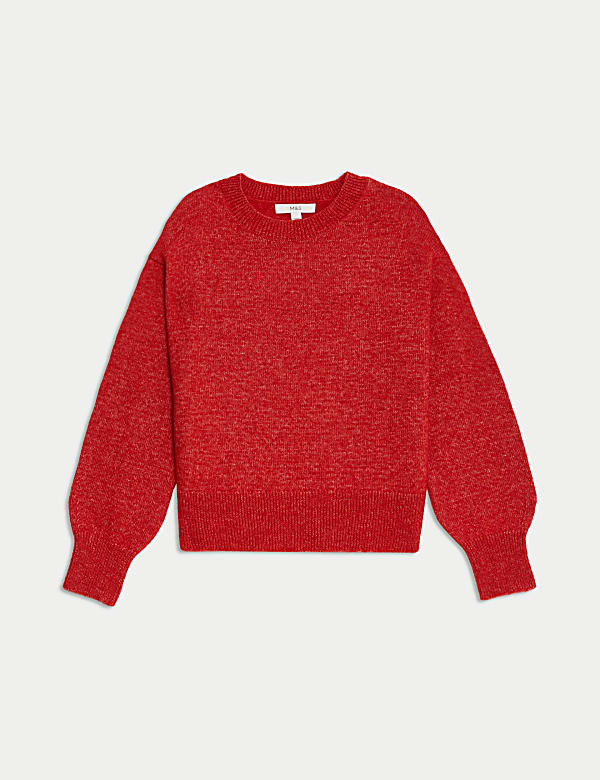 Textured Crew Neck Relaxed Jumper with Wool - BG