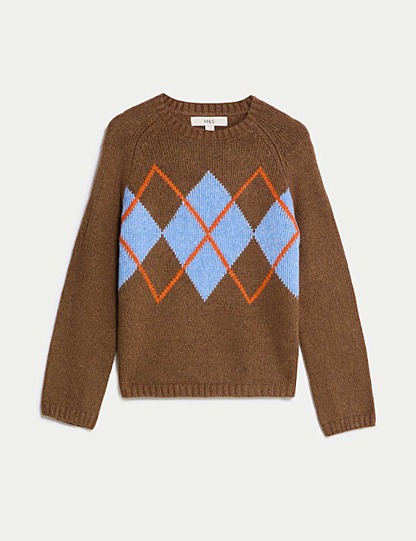 Argyle Crew Neck Jumper With Wool - CN