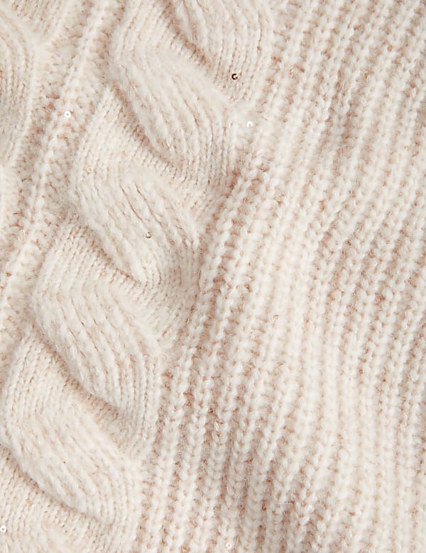 Cable Knit Sequin Knitted Vest with Wool