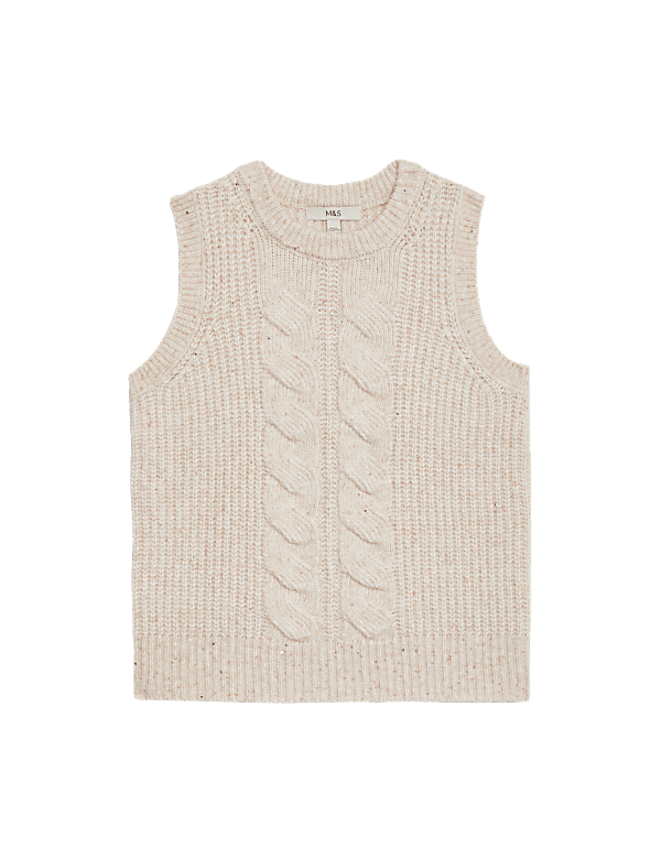 Cable Knit Sequin Knitted Vest with Wool