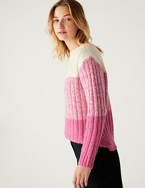 Recycled Blend Cable Knit Ombre Jumper