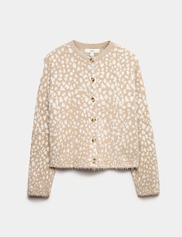 Animal Print Crew Neck Cardigan - MV