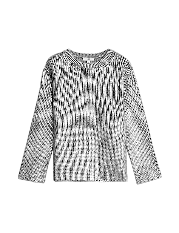 Metallic Ribbed Crew Neck Jumper
