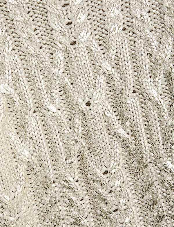 Metallic Cable Knit Crew Neck Relaxed Jumper