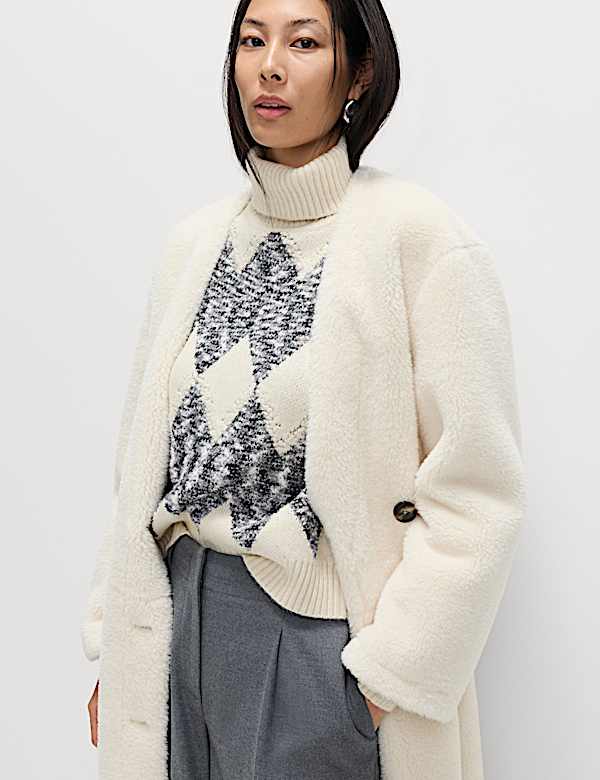 Tweed Argyle Roll Neck Jumper - CA