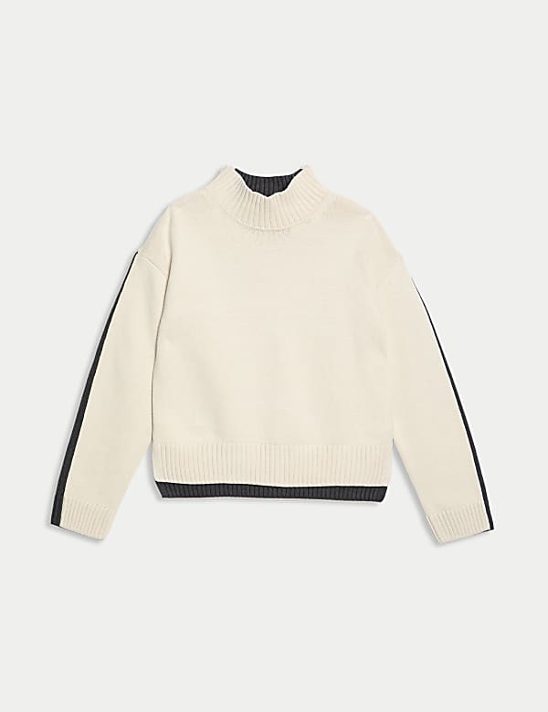 Su&eacute;ter de algod&oacute;n texturizado con cuello chimenea - ES