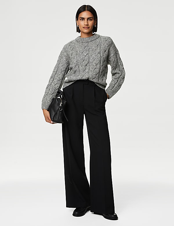 Cable Knit Crew Neck Jumper SOFT LIME Jumpers M S JE