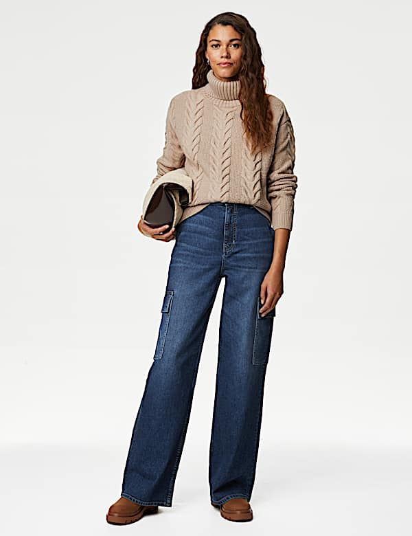 Pull en maille torsad&eacute;e recycl&eacute;e &agrave; col roul&eacute; - CH