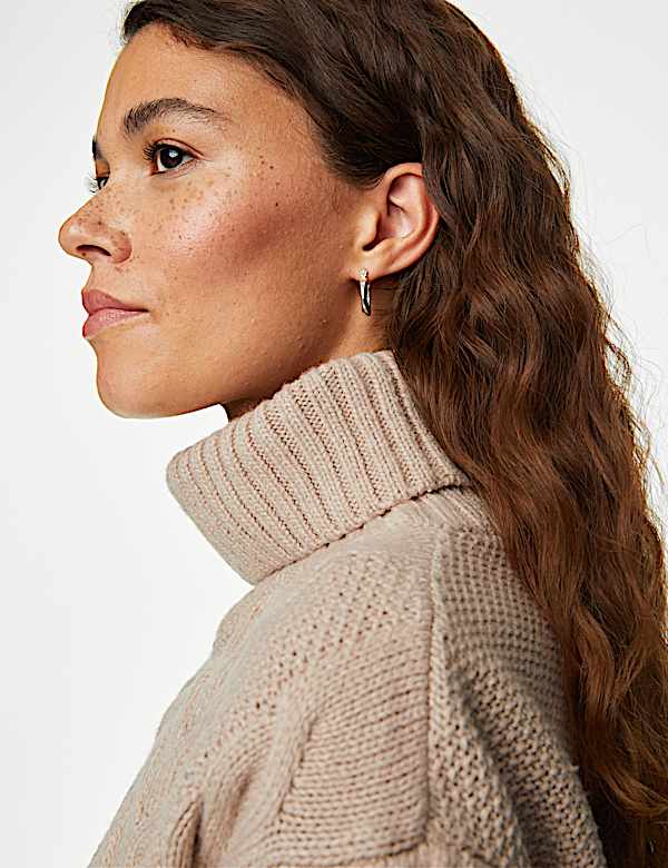 Pull en maille torsad&eacute;e recycl&eacute;e &agrave; col roul&eacute; - CH